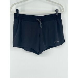 Patagonia Womens Nine Trails Lined Shorts 4'' Black Size Medium Zip Back Pocket